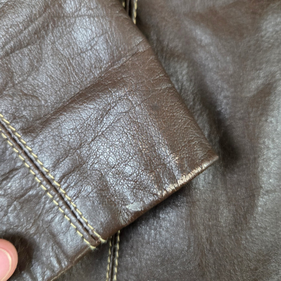 Women's Brown Leather Jacket - Picture 3 of 12